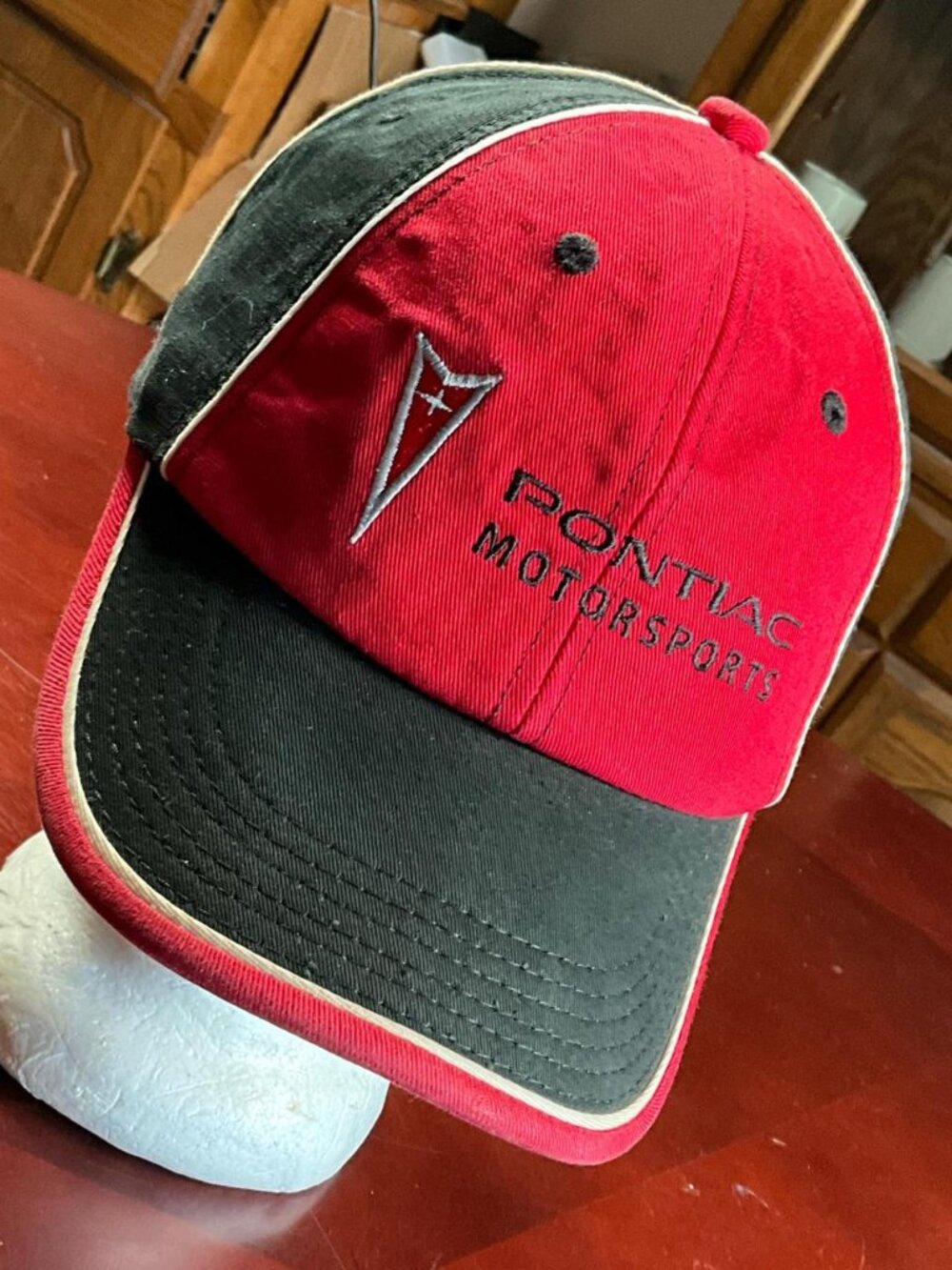 VTG Mens K Products Pontiac Motorsports Red Black Adjustable Racing Cap